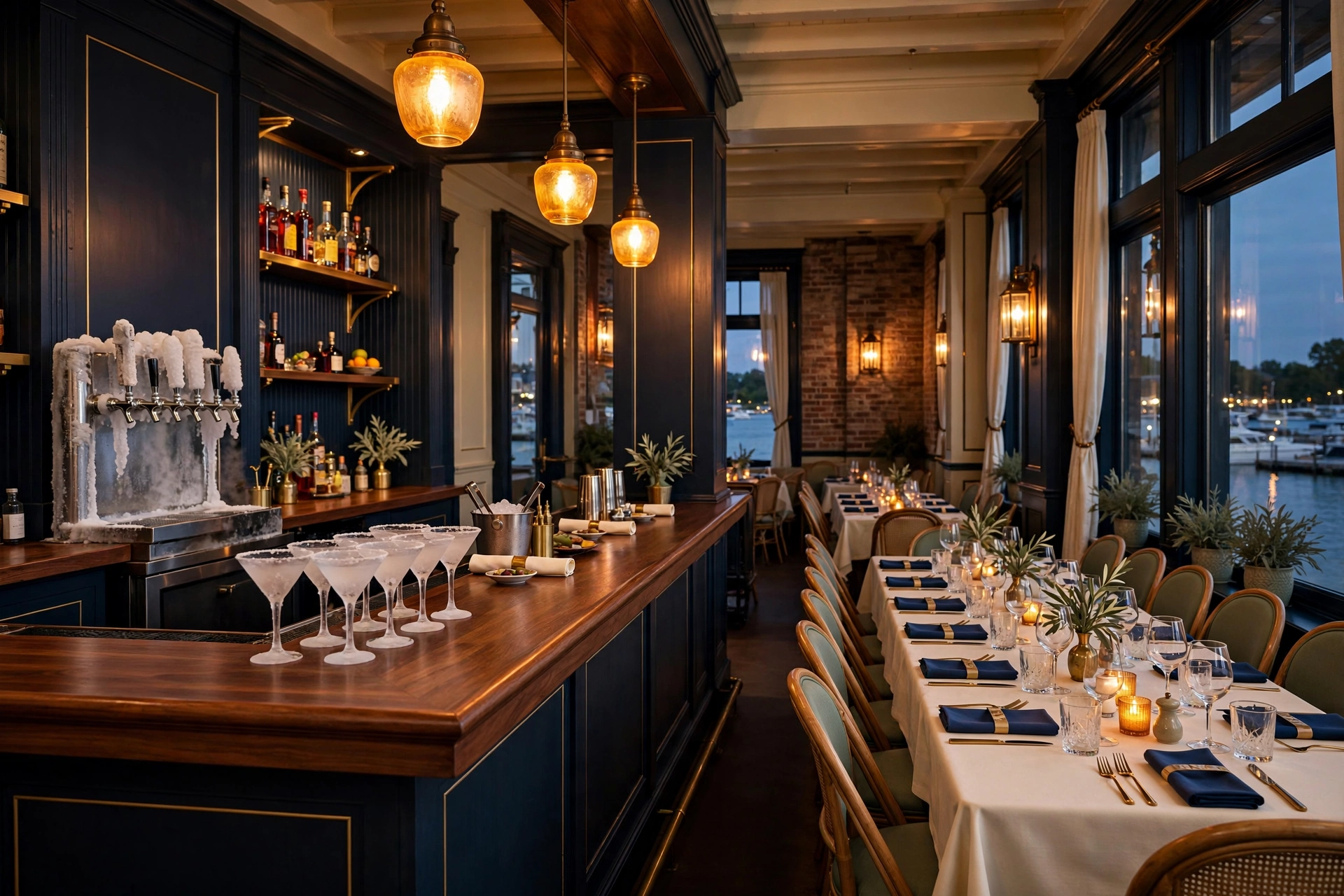 The Moon River party room and bar